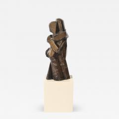 Mid Century Modernist Abstracted Figural Bronze Sculpture of an Embracing Couple - 4306347