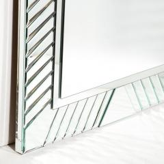 Mid Century Modernist Arch Form Beveled Directionally Tessellate Panel Mirror - 3275994