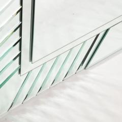 Mid Century Modernist Arch Form Beveled Directionally Tessellate Panel Mirror - 3276086