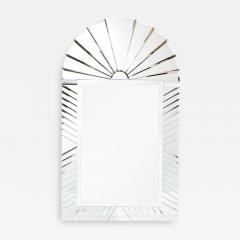 Mid Century Modernist Arch Form Beveled Directionally Tessellate Panel Mirror - 3281340