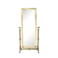 Mid Century Modernist Articulating Brass Full Length Cheval Mirror - 3352848