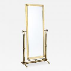 Mid Century Modernist Articulating Brass Full Length Cheval Mirror - 3360017