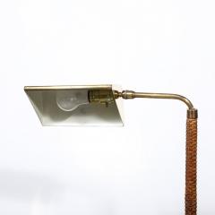 Mid Century Modernist Articulating Polished Brass and Ratan Wrapped Floor Lamp - 3599964