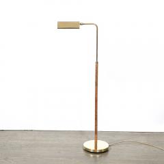 Mid Century Modernist Articulating Polished Brass and Ratan Wrapped Floor Lamp - 3599966