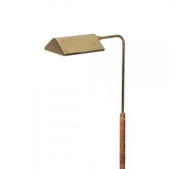 Mid Century Modernist Articulating Polished Brass and Ratan Wrapped Floor Lamp - 3600024