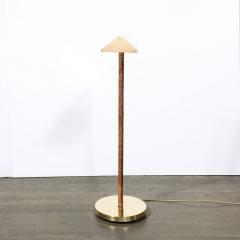Mid Century Modernist Articulating Polished Brass and Ratan Wrapped Floor Lamp - 3600025