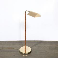 Mid Century Modernist Articulating Polished Brass and Ratan Wrapped Floor Lamp - 3600031