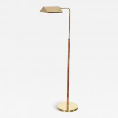 Mid Century Modernist Articulating Polished Brass and Ratan Wrapped Floor Lamp - 3602977