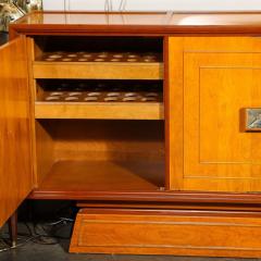 Mid Century Modernist Bar Cabinet in Book Matched Walnut with Inset Glass Pulls - 3443100