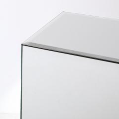 Mid Century Modernist Beveled Mirror Pedestal with Smoked Top - 3751886