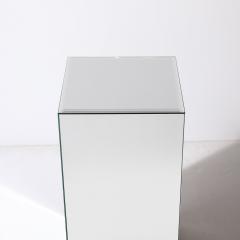 Mid Century Modernist Beveled Mirror Pedestal with Smoked Top - 3751888