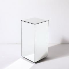 Mid Century Modernist Beveled Mirror Pedestal with Smoked Top - 3751891