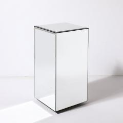 Mid Century Modernist Beveled Mirror Pedestal with Smoked Top - 3751960