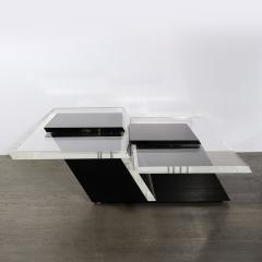 Mid Century Modernist Black Clear Lucite Two Level Rectilinear Cocktail Table - 3998104