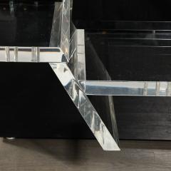 Mid Century Modernist Black Clear Lucite Two Level Rectilinear Cocktail Table - 3998105
