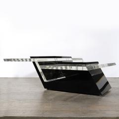Mid Century Modernist Black Clear Lucite Two Level Rectilinear Cocktail Table - 3998107