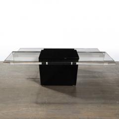 Mid Century Modernist Black Clear Lucite Two Level Rectilinear Cocktail Table - 3998144