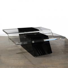 Mid Century Modernist Black Clear Lucite Two Level Rectilinear Cocktail Table - 3998145