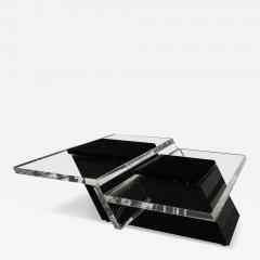 Mid Century Modernist Black Clear Lucite Two Level Rectilinear Cocktail Table - 4000391