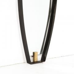 Mid Century Modernist Black Enameled Bronze Frame Brushed Brass Mirror - 3276517