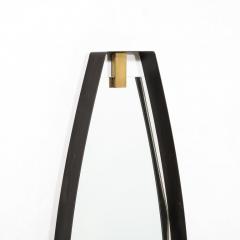Mid Century Modernist Black Enameled Bronze Frame Brushed Brass Mirror - 3276521