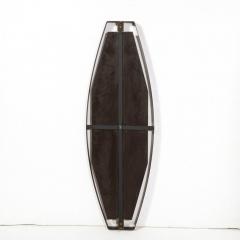 Mid Century Modernist Black Enameled Bronze Frame Brushed Brass Mirror - 3276607