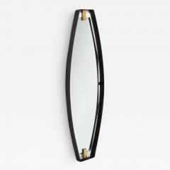 Mid Century Modernist Black Enameled Bronze Frame Brushed Brass Mirror - 3281384