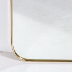 Mid Century Modernist Brass Wrapped Mirror W Rounded Arch Motif - 3376079