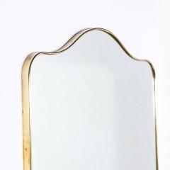 Mid Century Modernist Brass Wrapped Mirror W Rounded Arch Motif - 3376086
