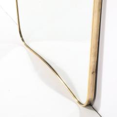 Mid Century Modernist Brass Wrapped Mirror w Curvilinear Tapered Form - 4438485