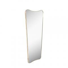 Mid Century Modernist Brass Wrapped Mirror w Curvilinear Tapered Form - 4438492