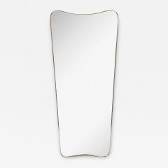 Mid Century Modernist Brass Wrapped Mirror w Curvilinear Tapered Form - 4441213