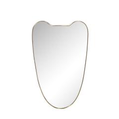 Mid Century Modernist Brass Wrapped Shield Form Mirror - 3443045