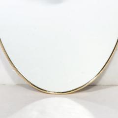 Mid Century Modernist Brass Wrapped Shield Form Mirror - 3443053