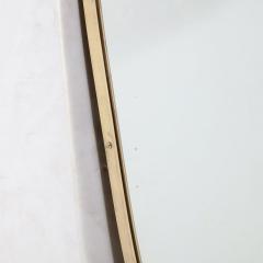 Mid Century Modernist Brass Wrapped Shield Form Mirror - 3443202