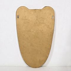 Mid Century Modernist Brass Wrapped Shield Form Mirror - 3443215