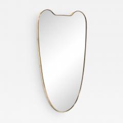 Mid Century Modernist Brass Wrapped Shield Form Mirror - 3444381