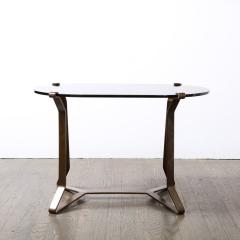 Mid Century Modernist Bronze Smoked Glass Cocktail Occasional Table - 3352500