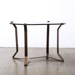 Mid Century Modernist Bronze Smoked Glass Cocktail Occasional Table - 3352501