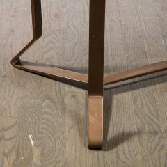 Mid Century Modernist Bronze Smoked Glass Cocktail Occasional Table - 3352586