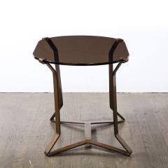 Mid Century Modernist Bronze Smoked Glass Cocktail Occasional Table - 3352601