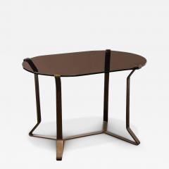 Mid Century Modernist Bronze Smoked Glass Cocktail Occasional Table - 3359999