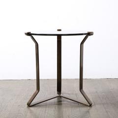 Mid Century Modernist Bronze Smoked Glass Side Occasional Table - 3352604