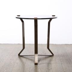 Mid Century Modernist Bronze Smoked Glass Side Occasional Table - 3352607