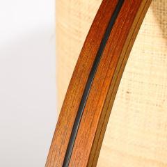 Mid Century Modernist Caprani Curved Wood Floor Lamp with Custom Burlap Shade - 3861437