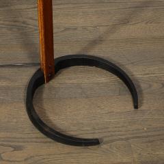 Mid Century Modernist Caprani Curved Wood Floor Lamp with Custom Burlap Shade - 3861483