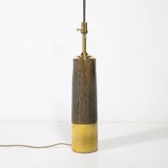 Mid Century Modernist Ceramic Table Lamp W Smoked Gold Glaze Umber Detailing - 4037813