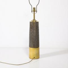 Mid Century Modernist Ceramic Table Lamp W Smoked Gold Glaze Umber Detailing - 4037814