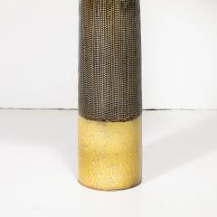 Mid Century Modernist Ceramic Table Lamp W Smoked Gold Glaze Umber Detailing - 4037824