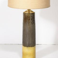 Mid Century Modernist Ceramic Table Lamp W Smoked Gold Glaze Umber Detailing - 4037830